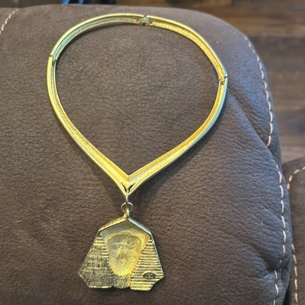 Hattie Carnegie Vintage Gold (color) Pharaoh Pendant Necklace - Picture 2 of 4